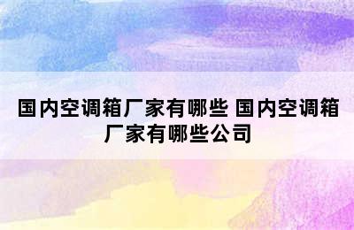 国内空调箱厂家有哪些 国内空调箱厂家有哪些公司